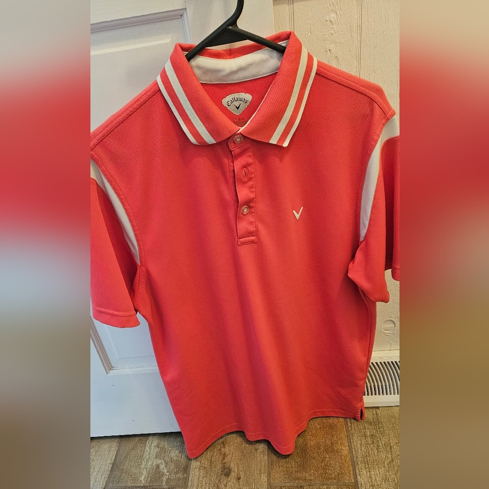 Coral Polo Shirt with Button Detail